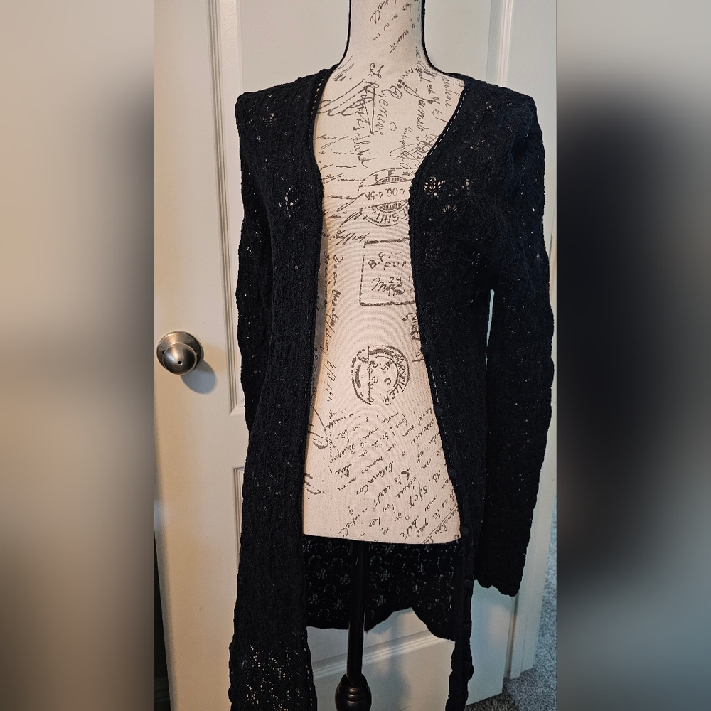 Elegant Black Lace Cardigan
